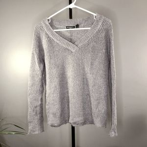 V-Neck Gray Sweater